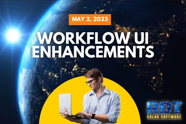 RDT Logo with text that says 'Workflow UI Enhancements' and date labelled 'May 2, 2023'