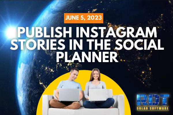 RDT Logo with text that says 'Publish Instagram Stories in the Social Planner' and date labelled 'June 5, 2023'