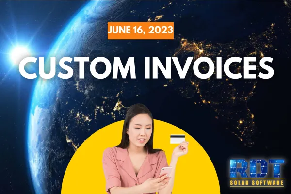 RDT Logo with text that says 'Custom Invoices' and date labelled 'June 16, 2023'