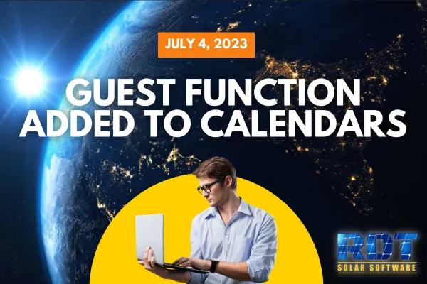 RDT Logo with text that says 'Guest Function Added to Calendars' and date labelled 'July 4, 2023'