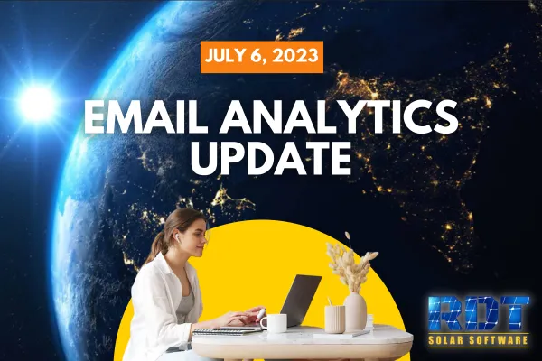 RDT Logo with text that says 'Email Analytics Update' and date labelled 'July 6, 2023'