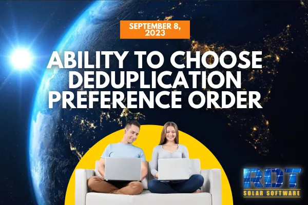 RDT Logo with text that says 'Ability to choose deduplication preference order' and date labelled 'Sep 8, 2023'