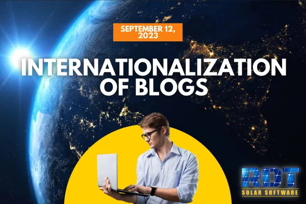 RDT Logo with text that says 'Internationalization of Blogs' and date labelled 'Sep 12, 2023'