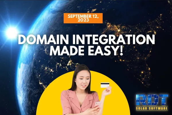 RDT Logo with text that says 'Domain Integration Made Easy!' and date labelled 'Sep 12, 2023'