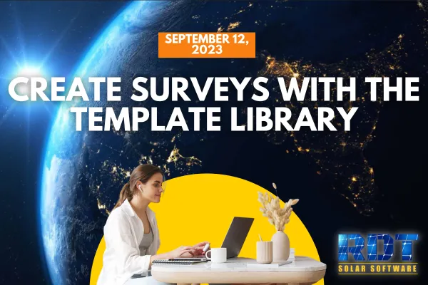 RDT Logo with text that says 'Create Surveys With The Template Library' and date labelled 'Sep 12, 2023'