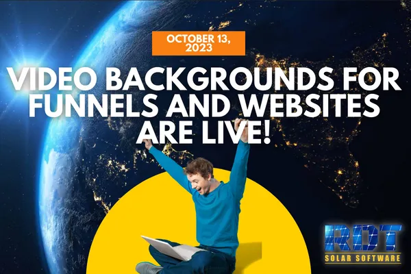 RDT Logo with text that says 'Video Backgrounds For Funnels and Websites Are Live' and date labelled 'Oct 18, 2023'