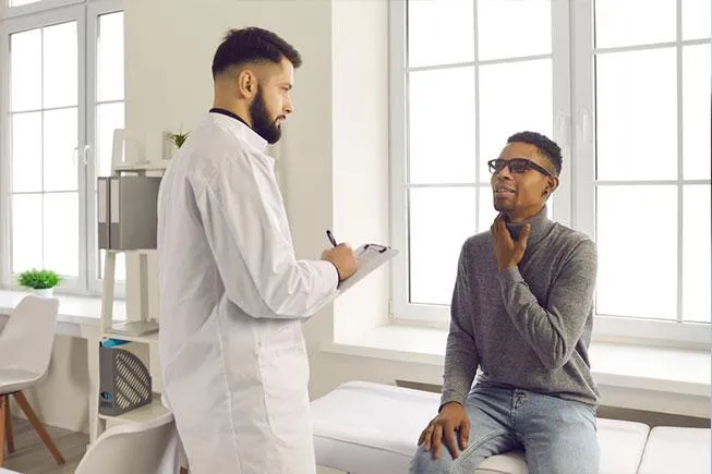 Physician with patient