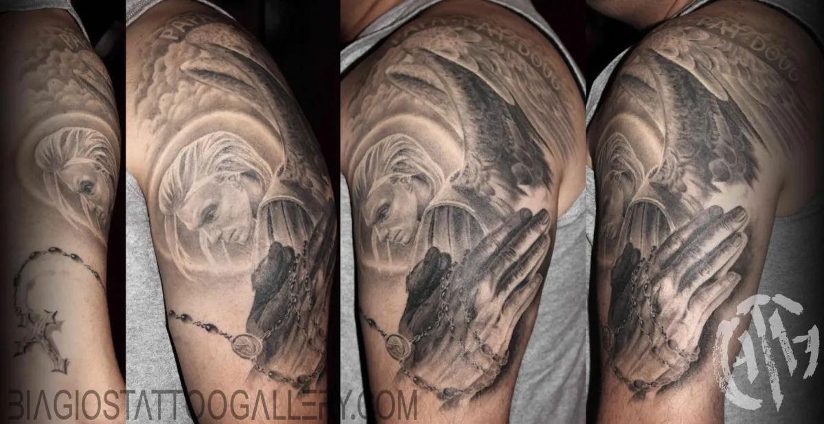 St. Michael with Praying hands and rosary beads