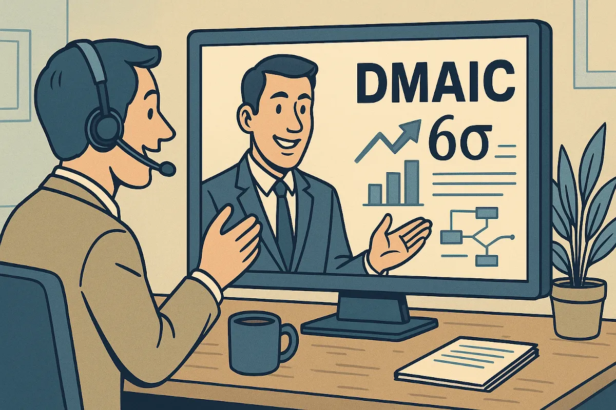 Illustration zur DMAIC-Methode im Six Sigma Coaching – Online-Training mit Prozessgrafik