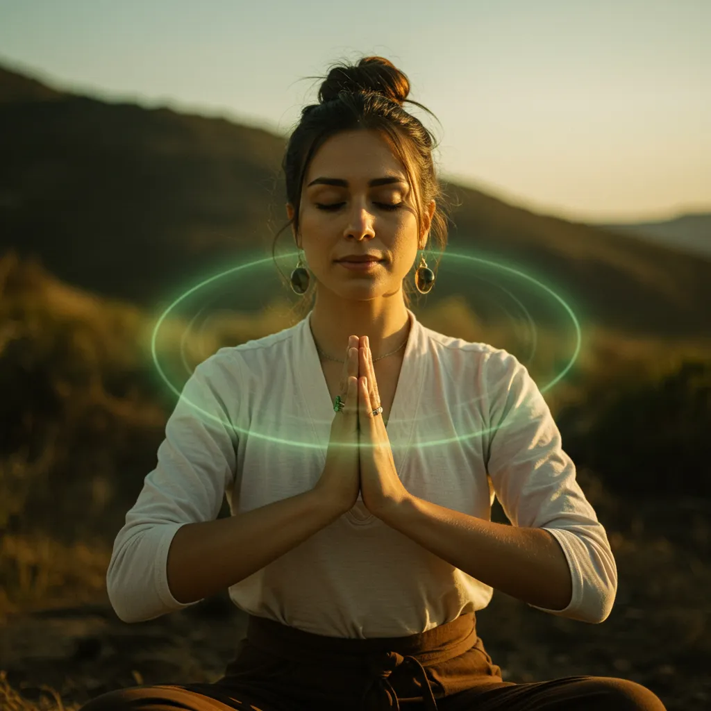 woman with energy ring around neck