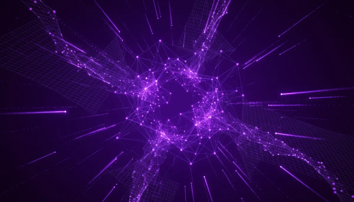 Abstract AI neural network deep purple electric violet digital art