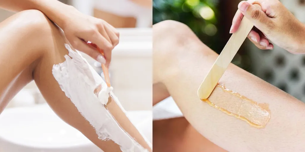 Women showing leg shaving and waxing