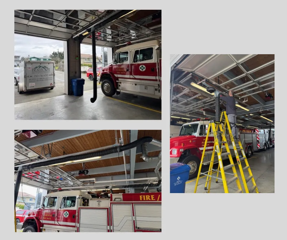 Technician servicing a home furnace in Port Alberni during fall, showing heating equipment and tools inside a BC home.