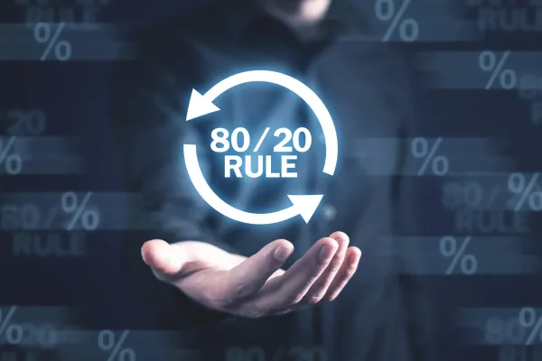 Image depicting the concept of utilising the 80/20 rule in business.