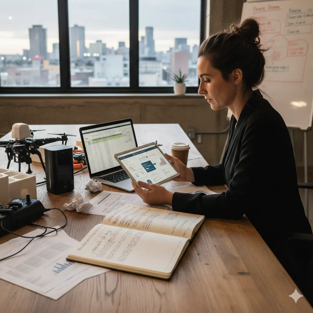 Product entrepreneur planning product strategy and business growth with launch roadmap