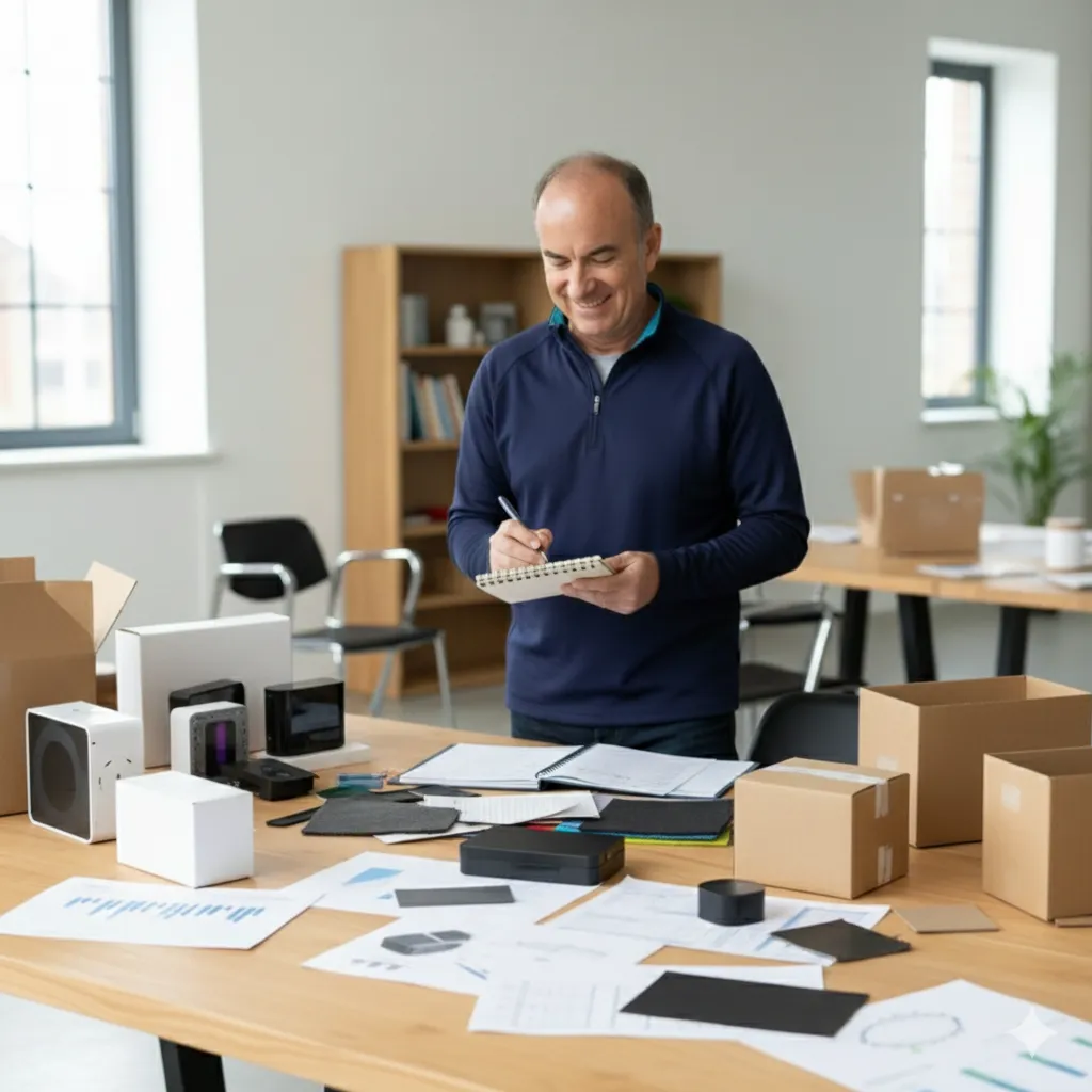 Entrepreneur validating a product idea using customer research and market testing before launch