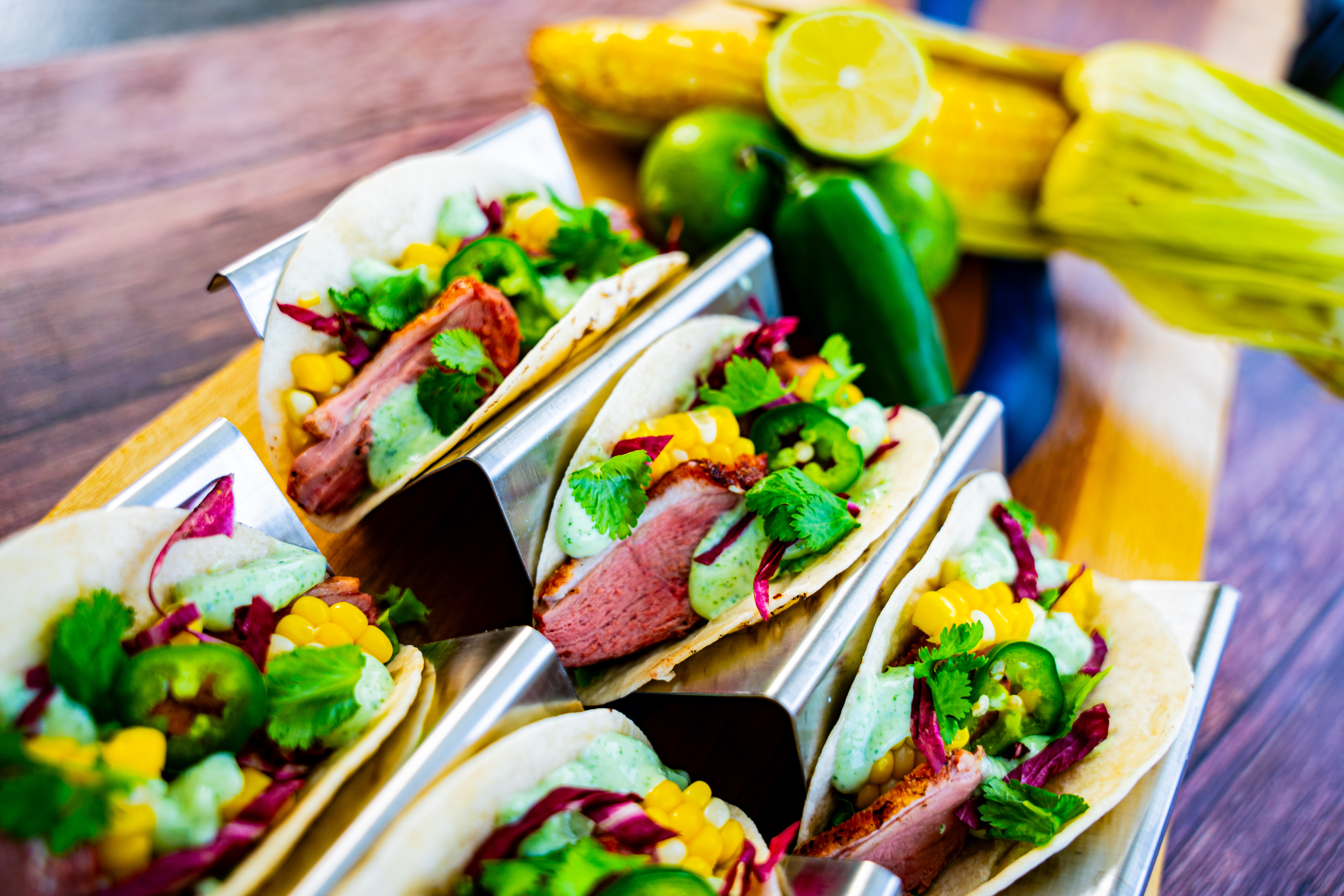 Tacos de canard grillé, sauce aux jalapenos