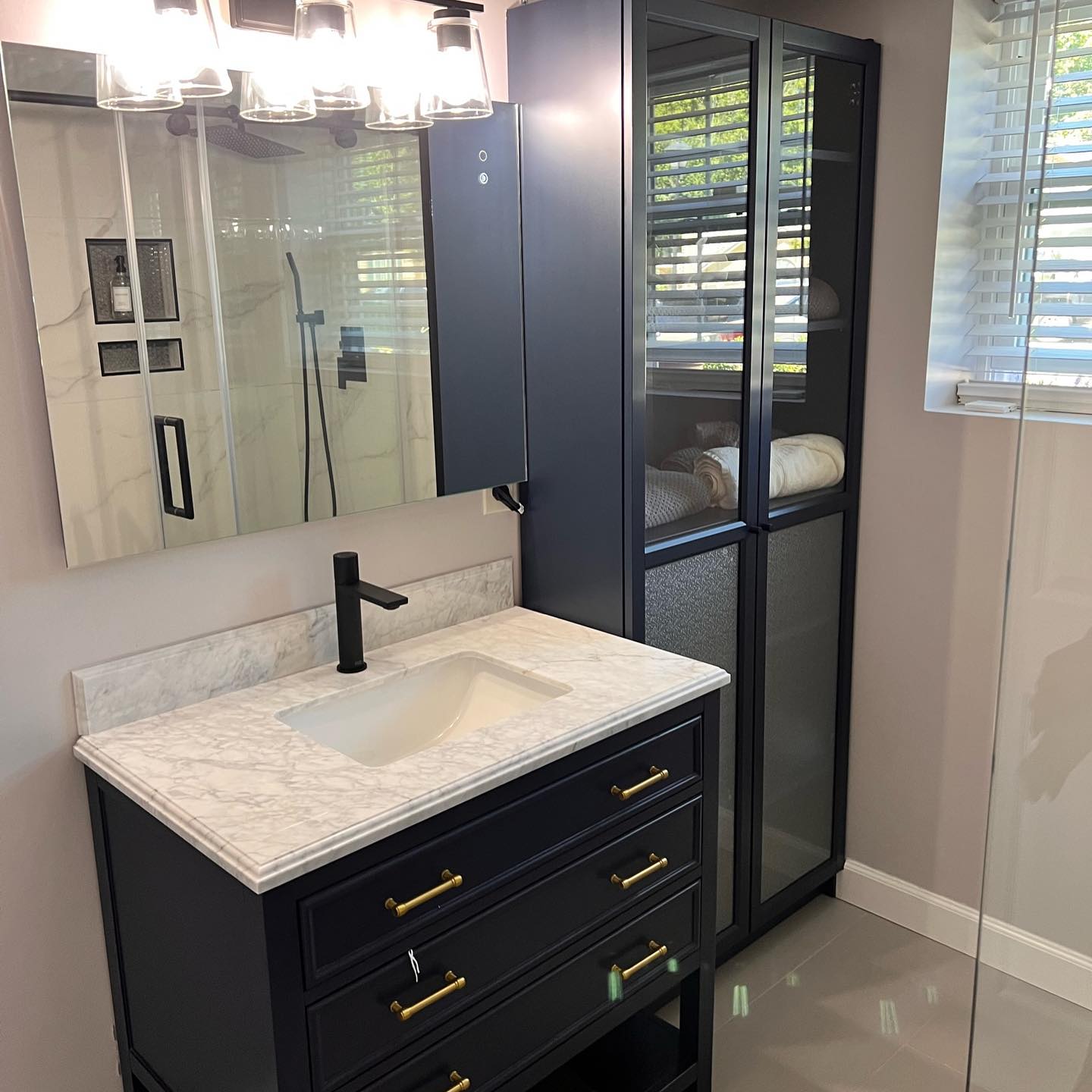 Modern bathroom in Cornelius with stylish vanities