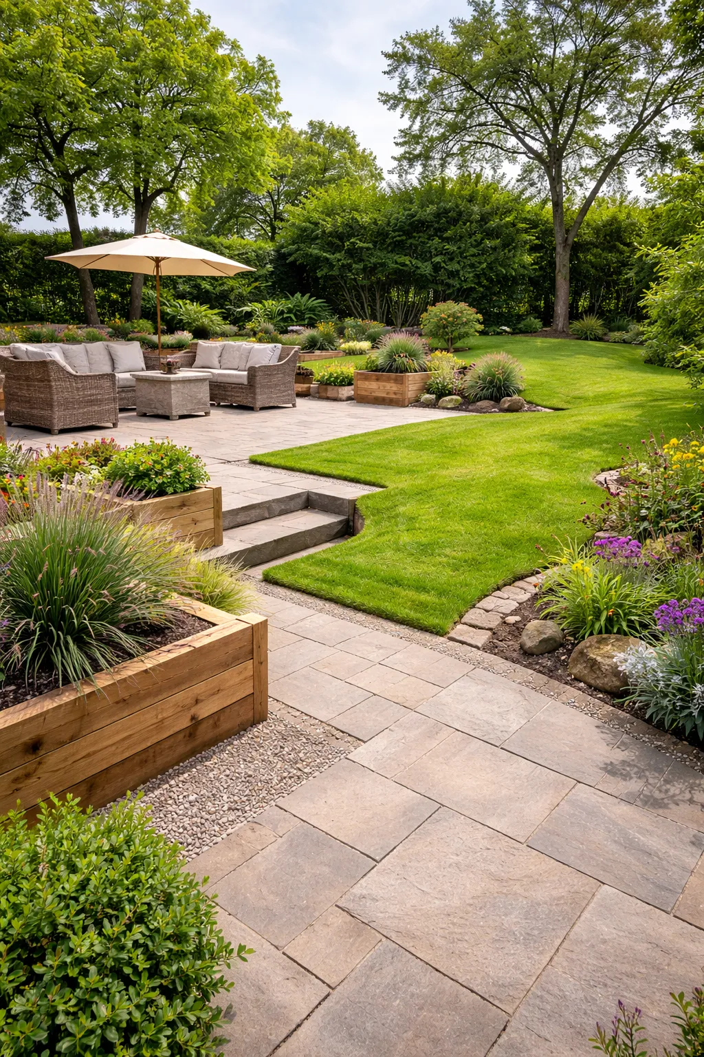 Garden block paving in Brixham by featuring sandstone slabs