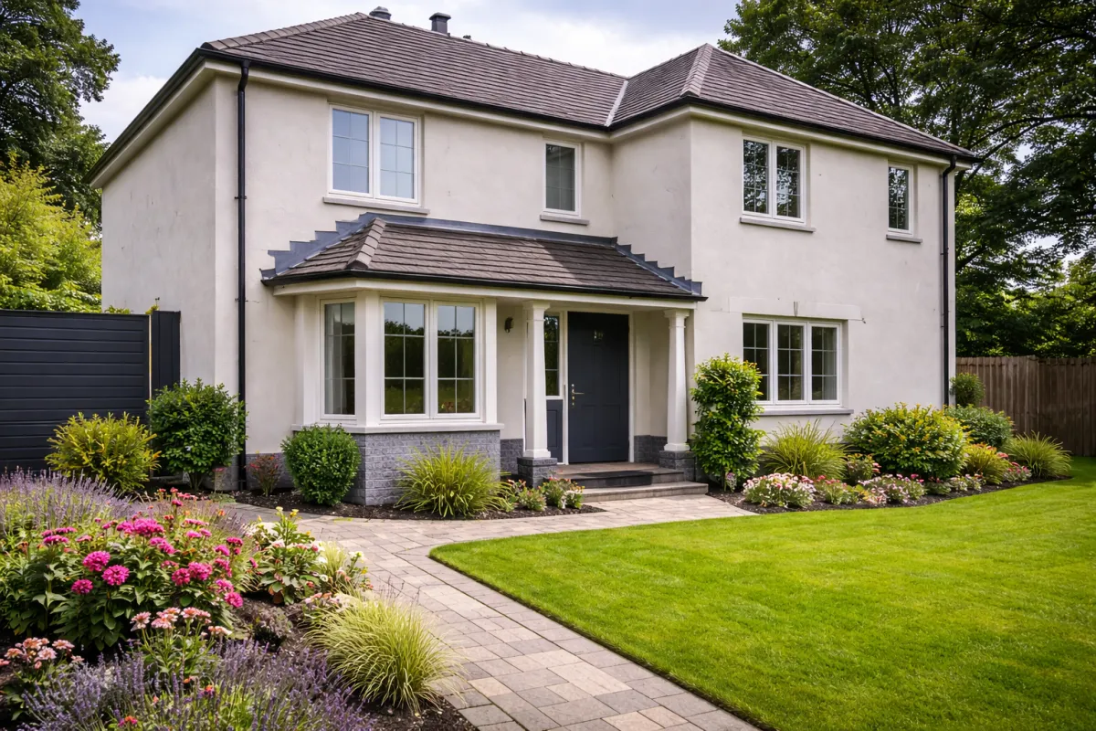 Expert roofing and rendering with modern aesthetic in Brixham