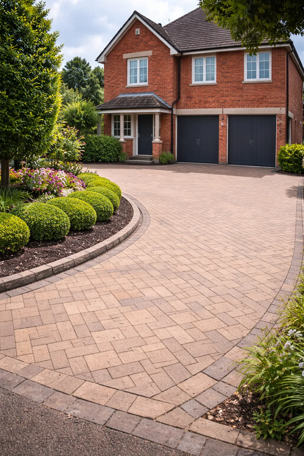 New driveway installation in Brixham, Devon. Modern style