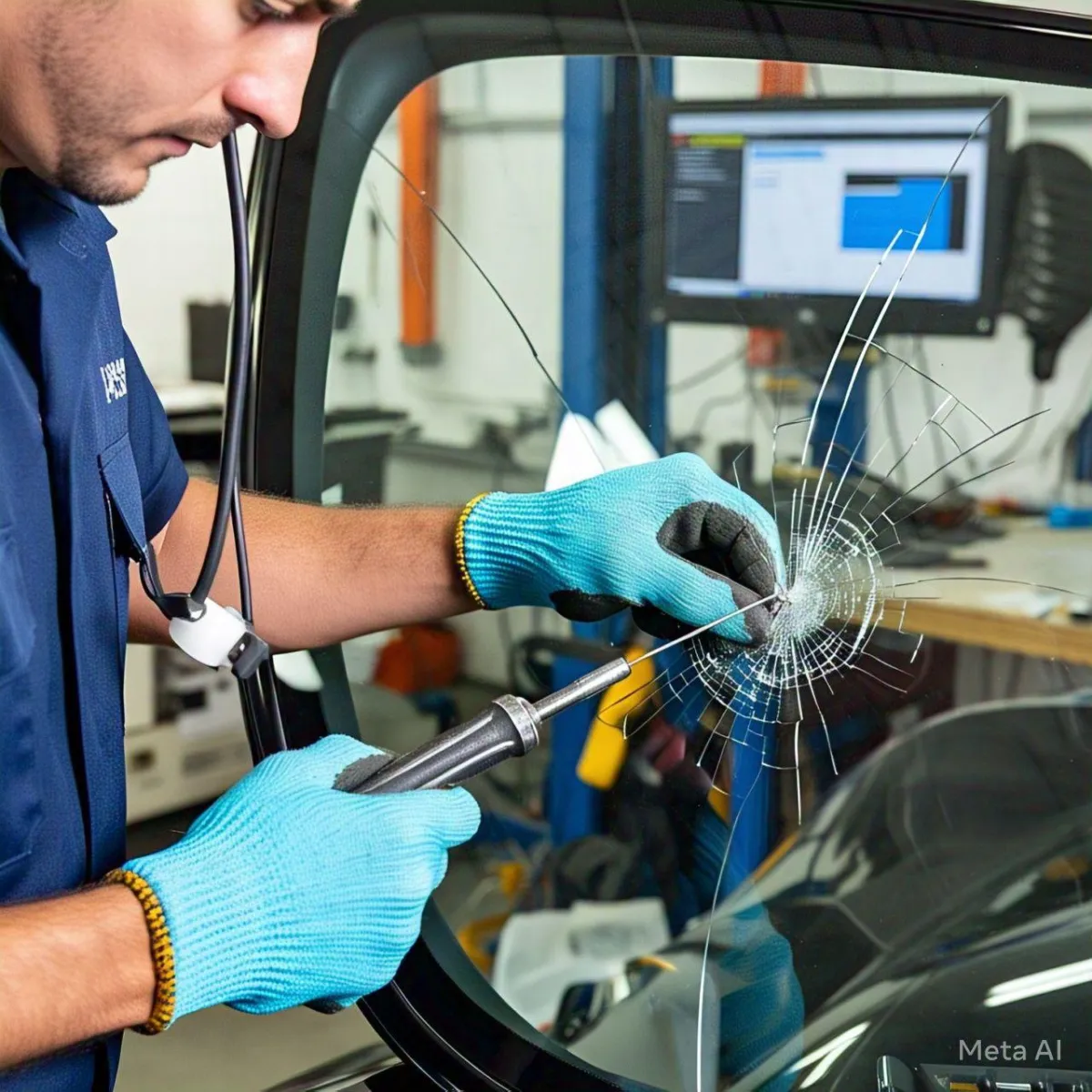 a man is fixing mirror