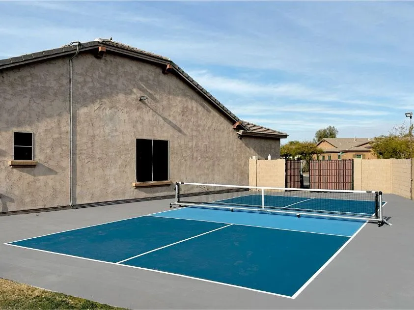 Blue Pickleball Court House Backyard