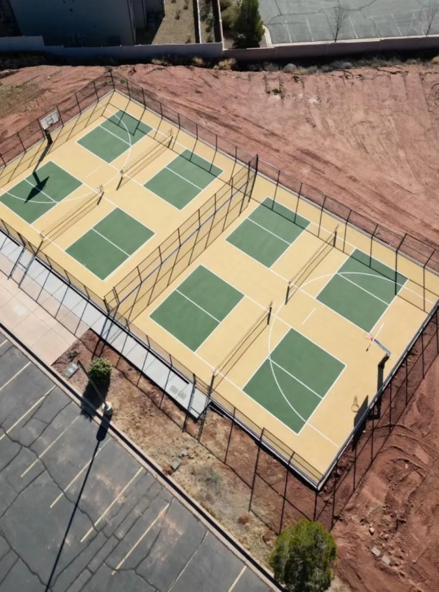 Tan and Green  Pickleball Courts