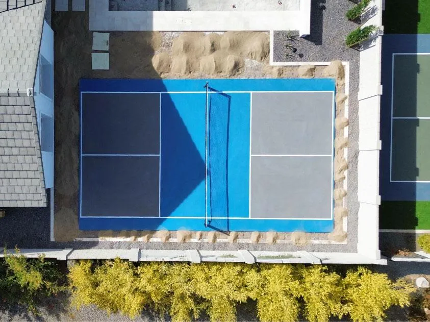 Gray and Blue Pickleball Court