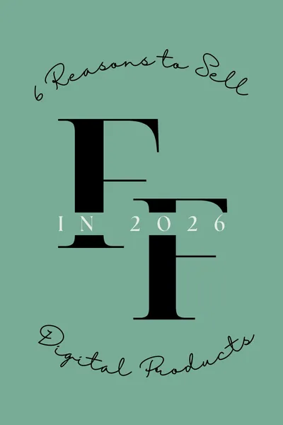 Green icon with black writing for 6 reasons to sell digital producs