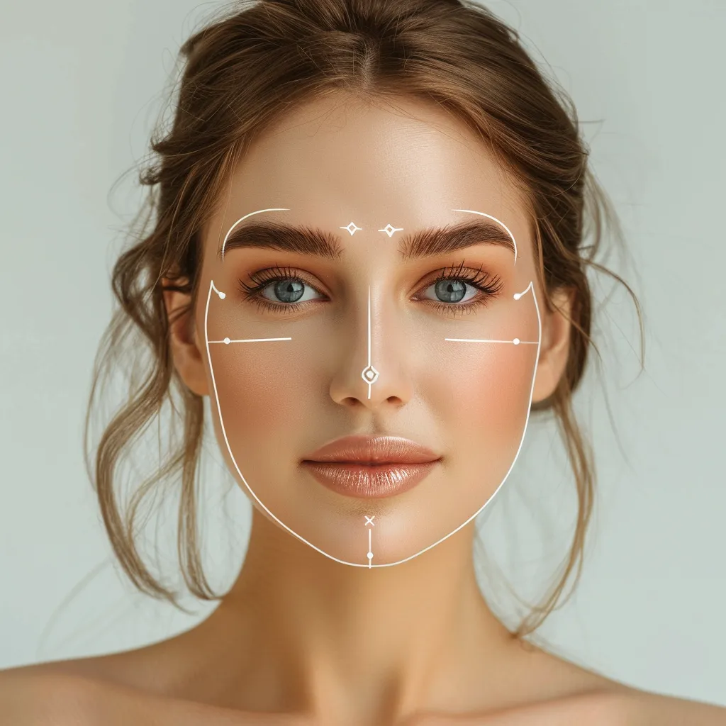 Facial Thread lifting planning lines on a beautiful woman