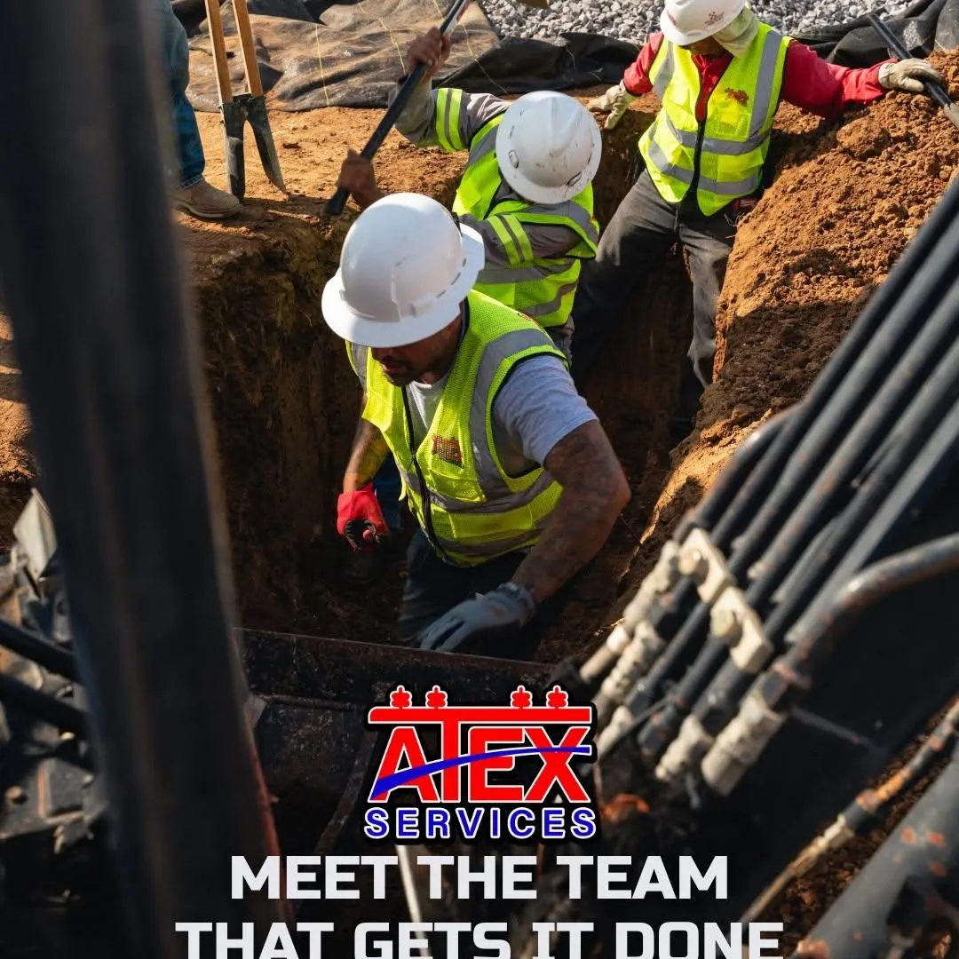 ATEX Services worker in safety vest and helmet managing architecture, construction, and infrastructure projects in Texas and Colorado