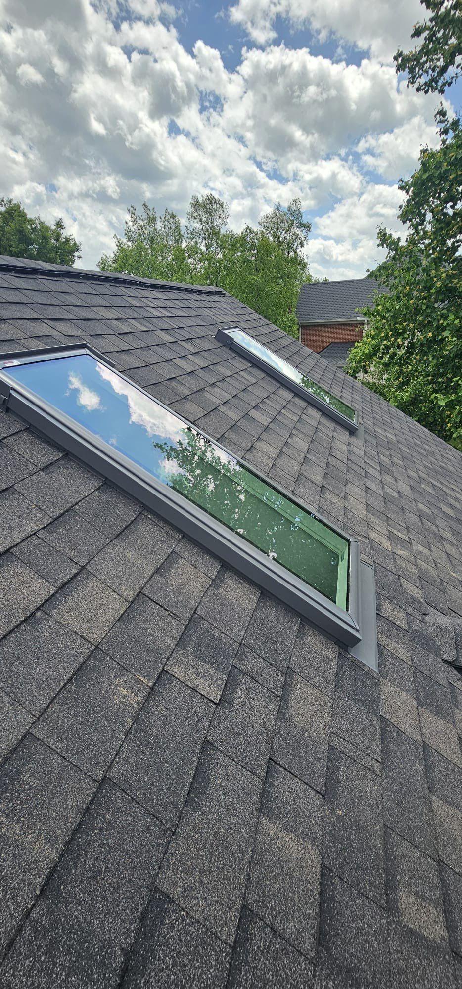 Skylight installed on a roof.