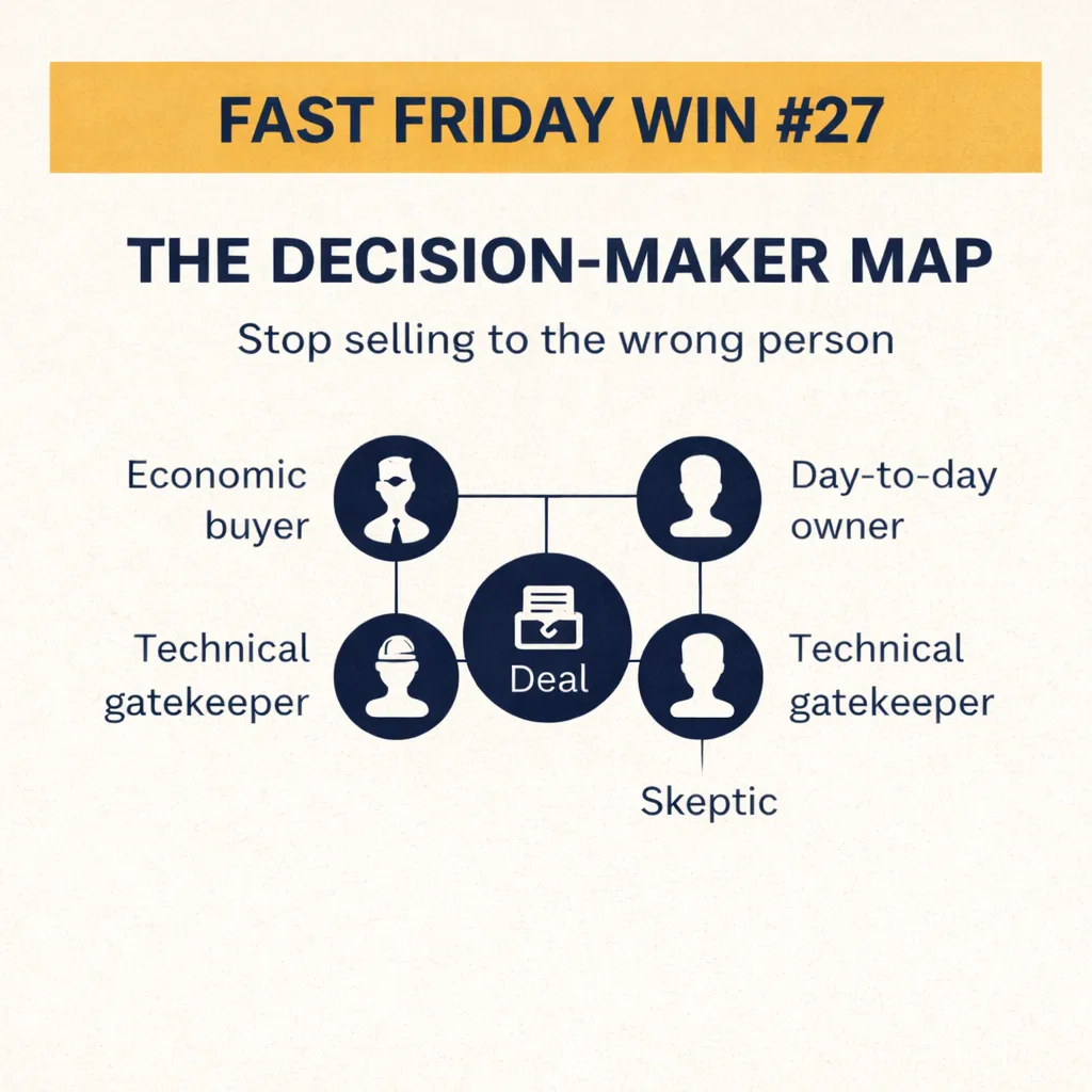 “Fast Friday Win #27 – The Decision-Maker Map – Oliver Johnson Coaching header graphic.”