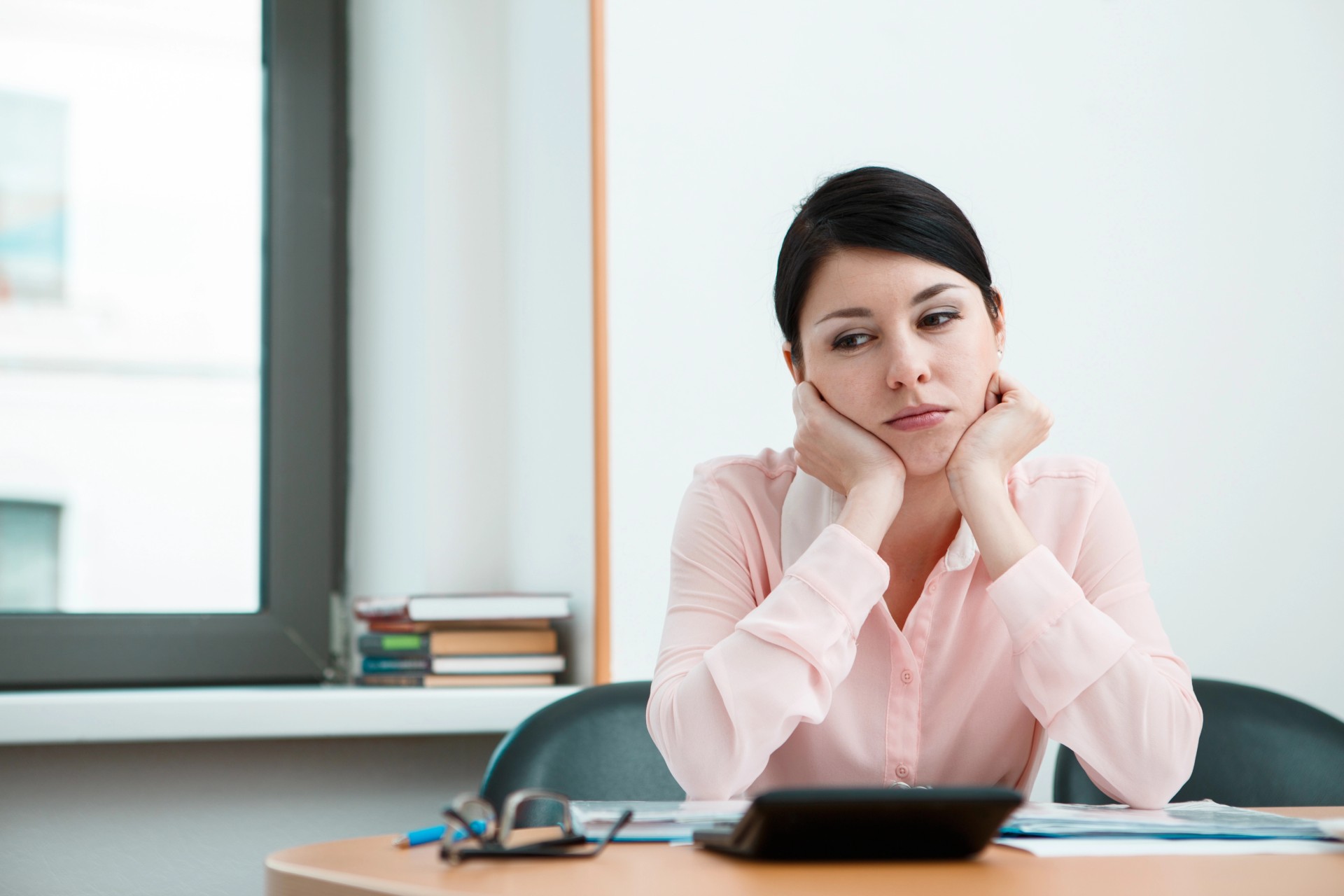 woman struggling at work