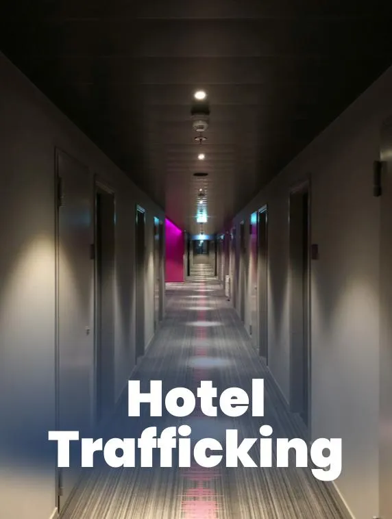Hotel hallway, symbolizing locations linked to human trafficking lawsuits in 2025