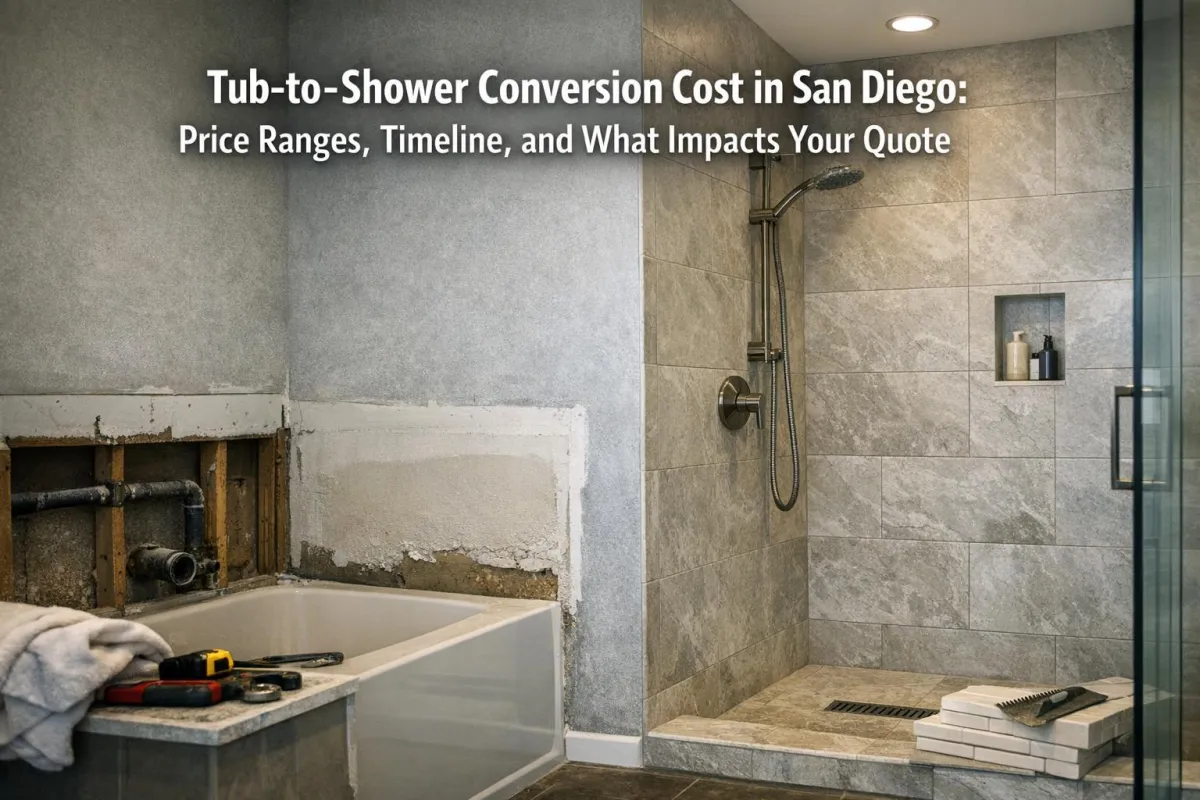 Tub-to-Shower Conversion Cost in San Diego: Price Ranges, Timeline, and What Impacts Your Quote
