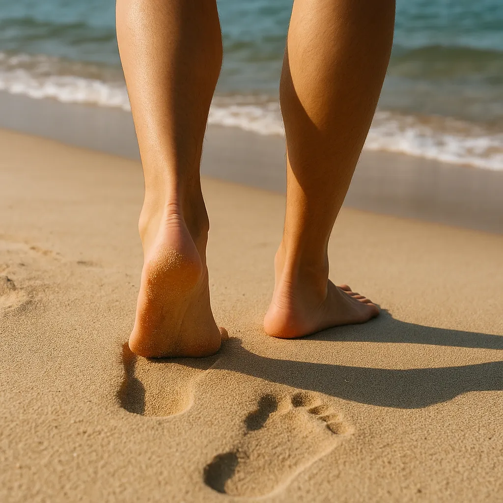 CAMMINARE A PIEDI SCALZI SULLA SABBIA PER LA SALUTE DELLE GINOCCHIA