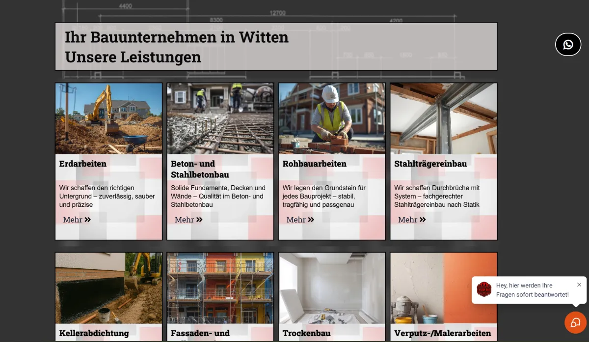 Baufirma Leistungsseite
