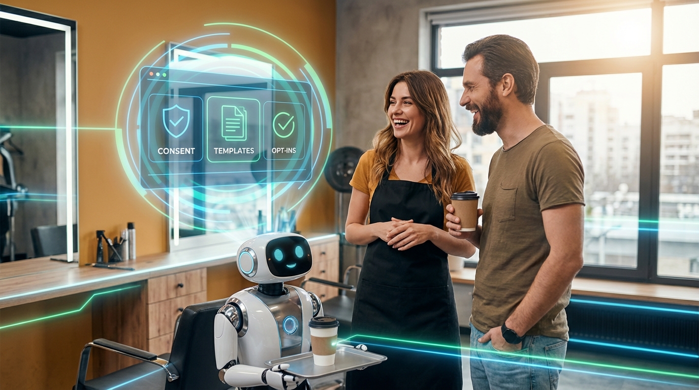 Modern salon with a futuristic, protective digital UI