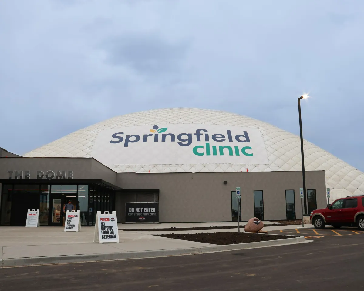 Exterior of the world's largest Sports Dome at Legacy Pointe in Springfield, IL