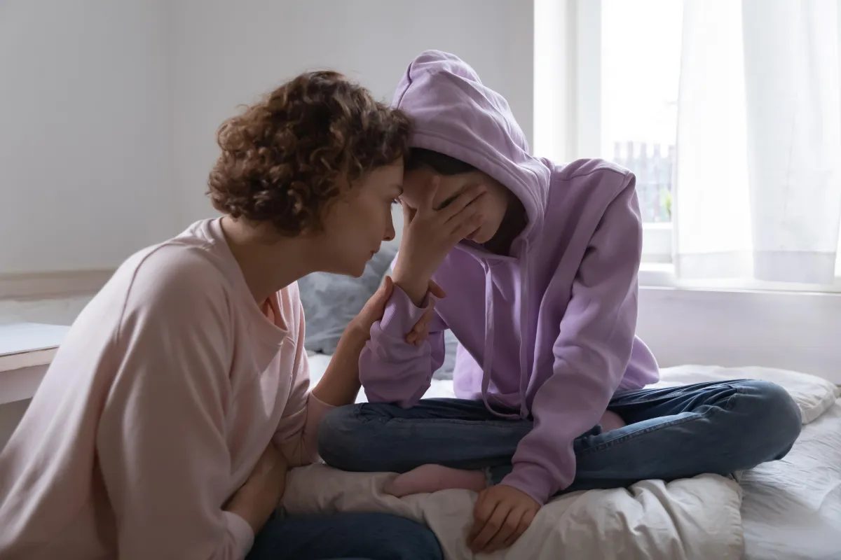 Caring Mother and Daughter