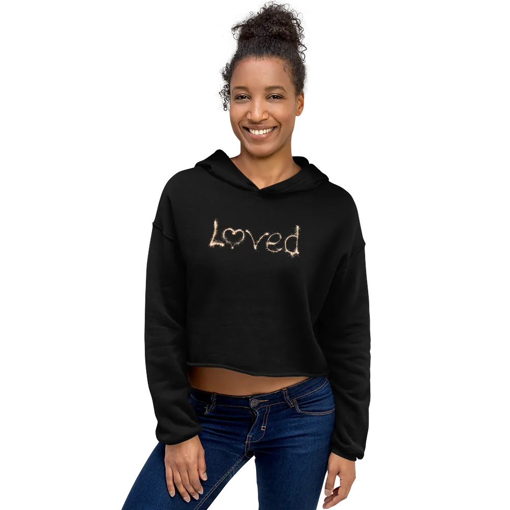 Introducing the LOVED Sparkler Crop Hoodie – Cozy Style, Radiant Message