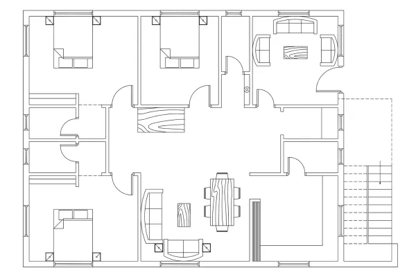 Detailed floor plan layout showing room arrangements, doors, and windows, emphasizing design and functionality in home architecture.