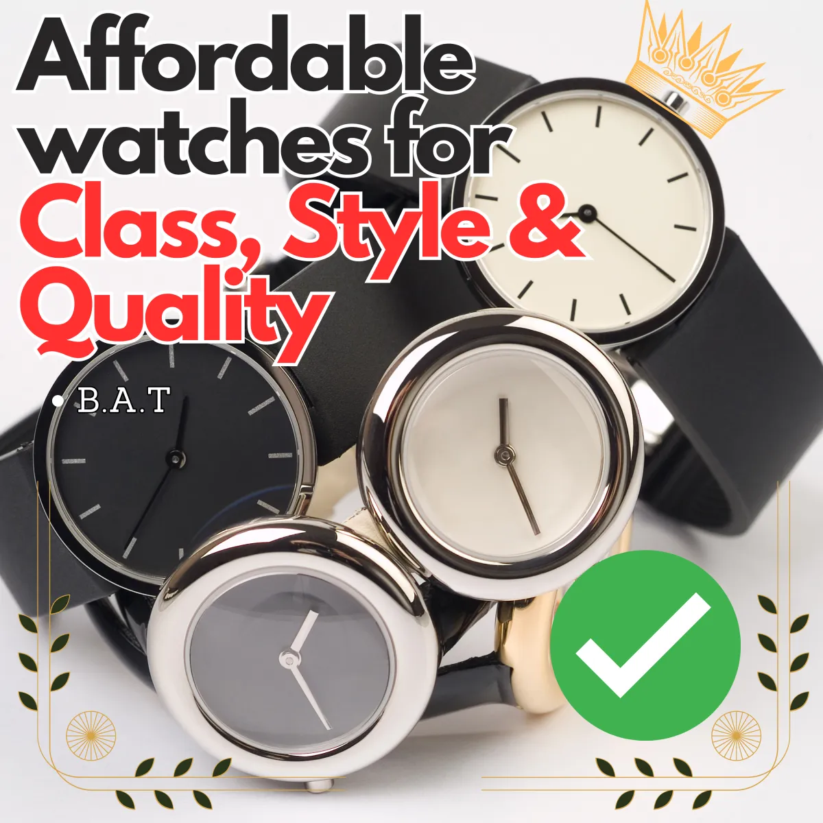 Watches stacked with the title displayed