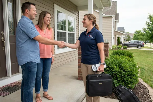 Professional mobile notary providing white-glove real estate signing services at a client’s home