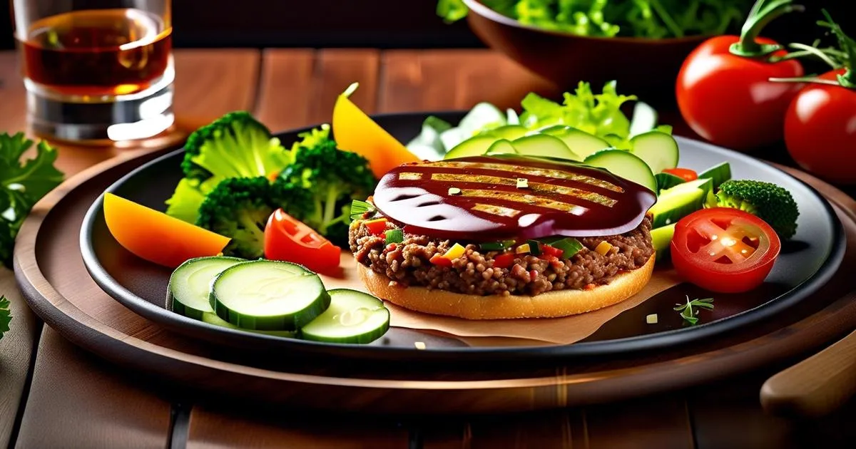Healthy ground beef recipe on a bun with vegetables