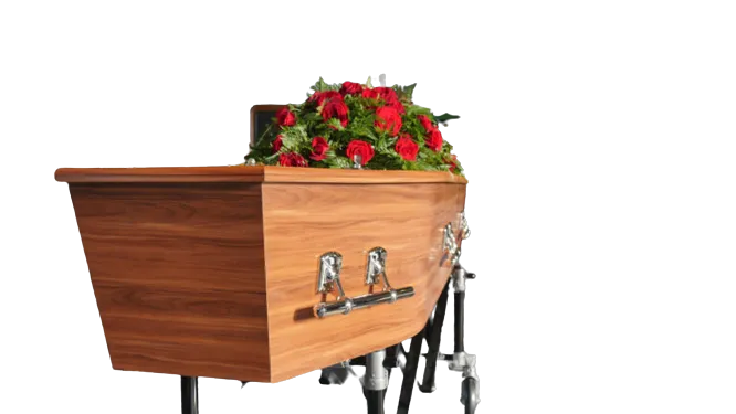 Burial Casket with Flowers on Top