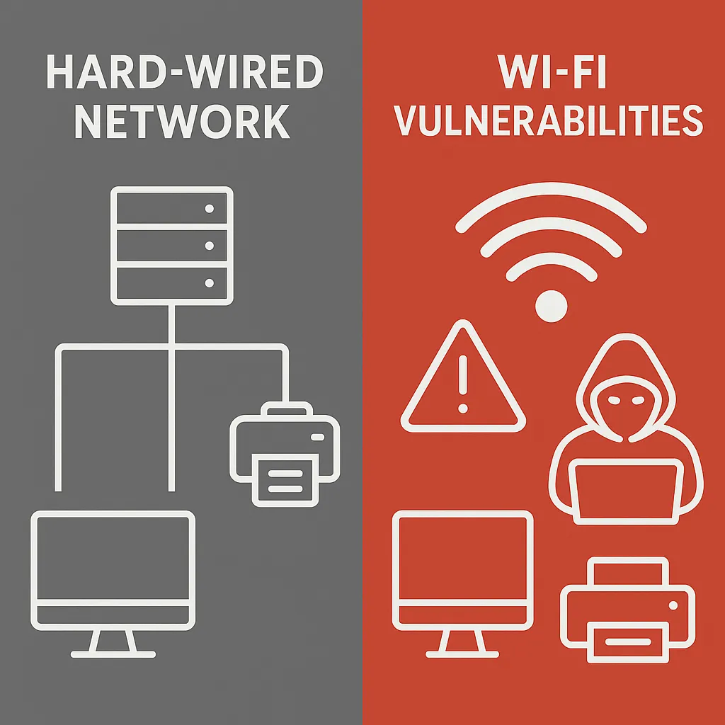 Why Hard-Wired Networks Outperform Wi-Fi for Office & Production Security