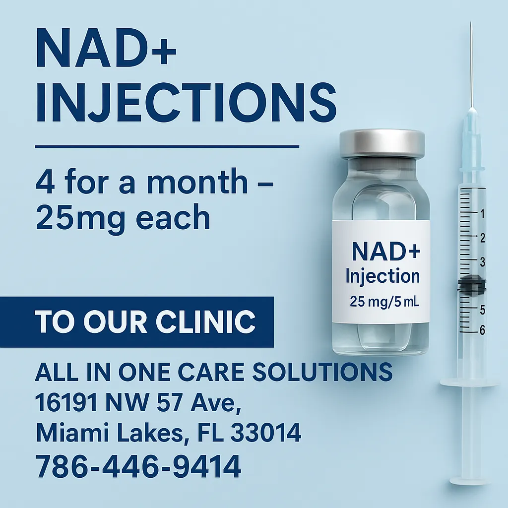NAD Plus Injections in Miami – 4 Weekly Treatments at All In One Care